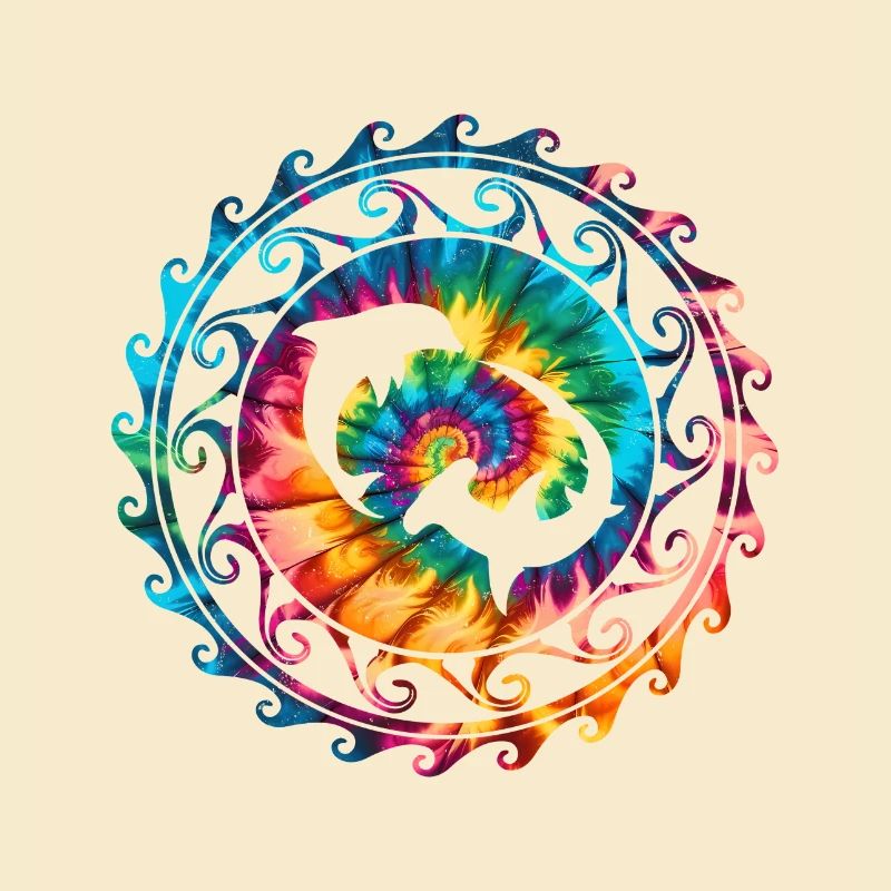 Requin-marteau et dauphin Tie Dye