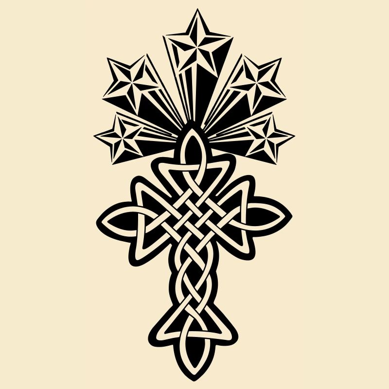 Croix celtique cinq étoiles