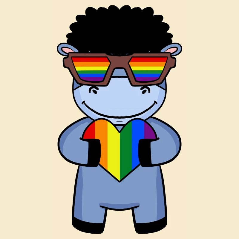 Regenbogen - Esel mit Brille und Herz
