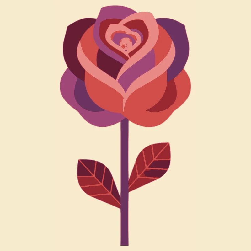 Rose graphique dans des tons rouges chauds