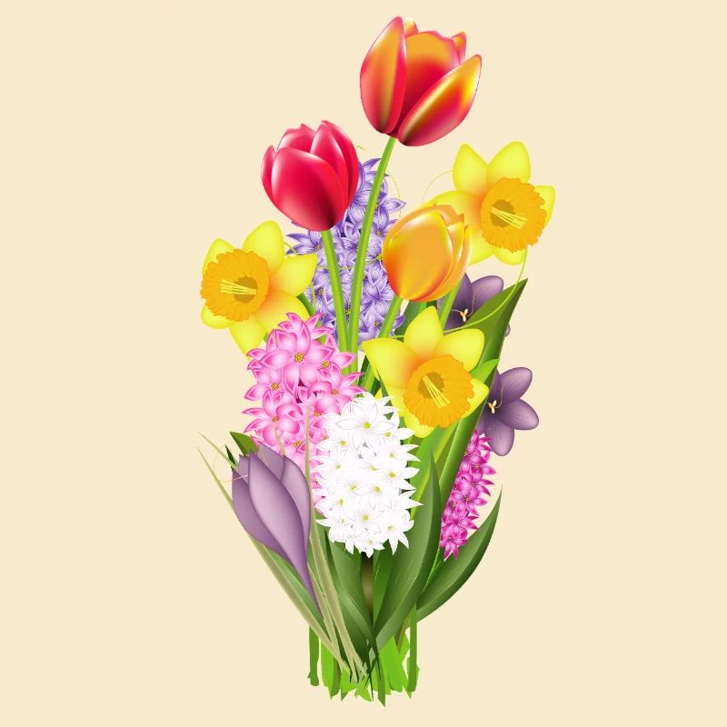 Colourful spring bouquet with tulips & daffodils