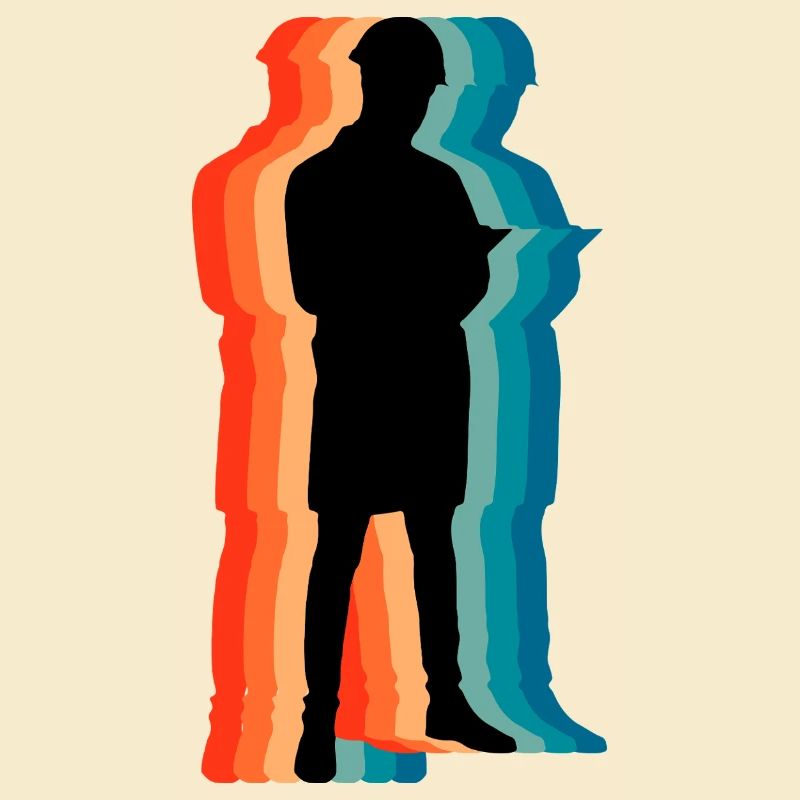 Civil Engineer Retro Silhouette Professional Art
