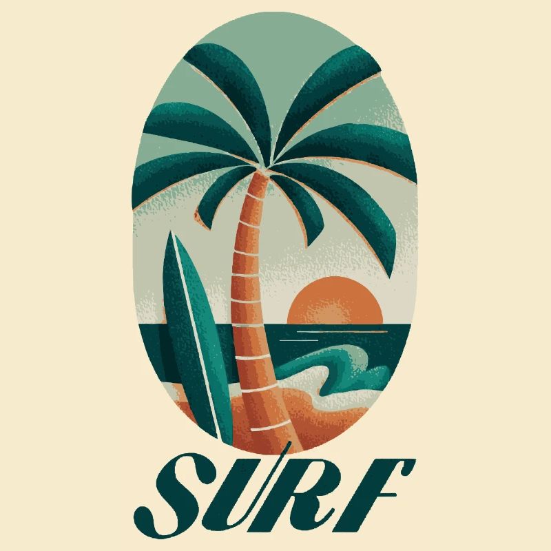 Palmier de surf et plage