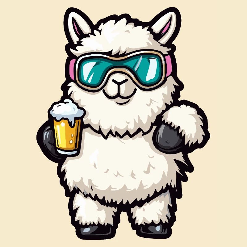Alpaka Llama Apres Ski Bier Comic