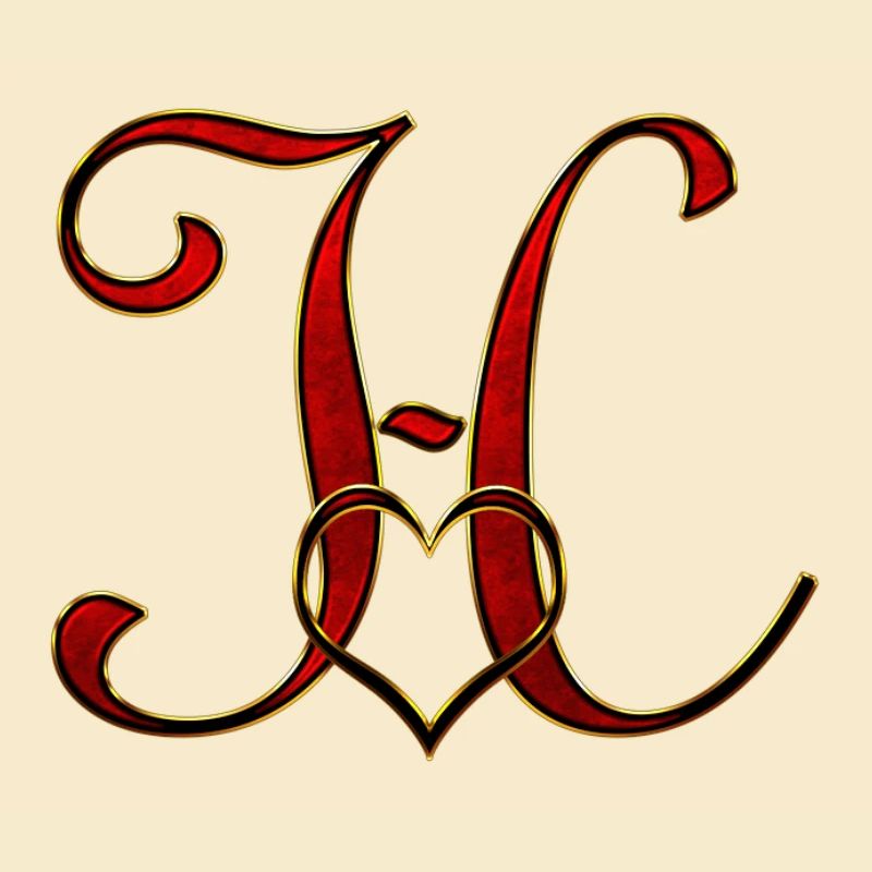 Monogramme H avec cadre en forme de cœur
