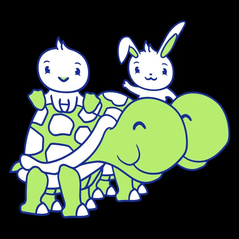 2 Hase Vogel große riesige Schildkröte winken Team
