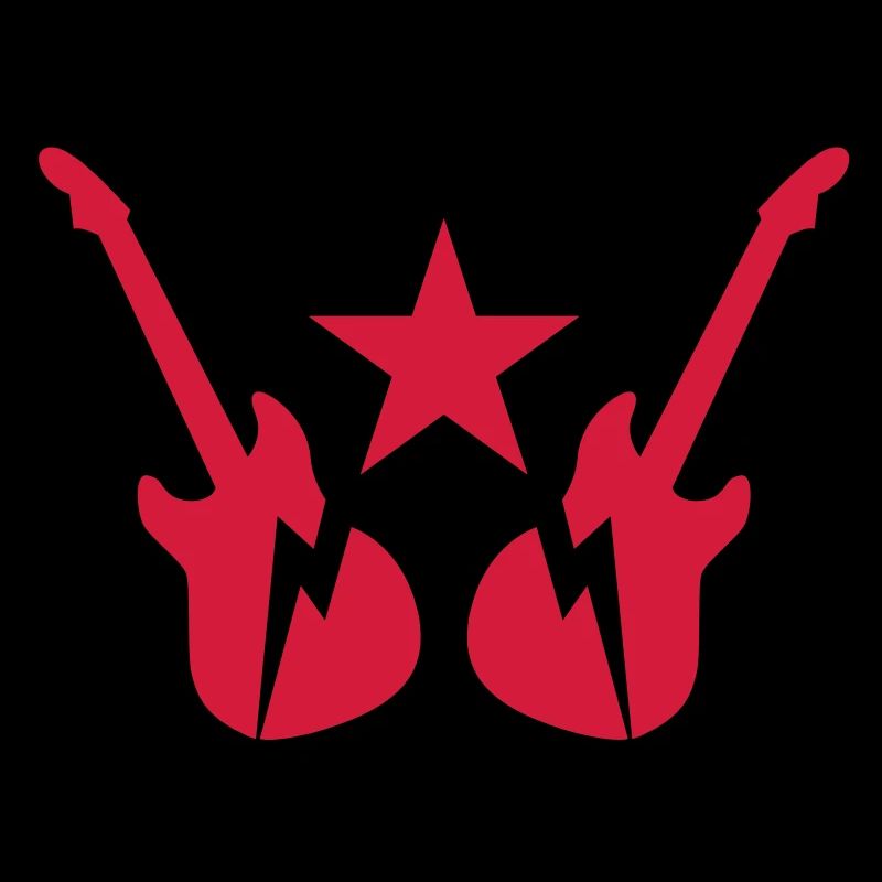 Elektro-Rock-Gitarren-Emblem mit einem Sternchen