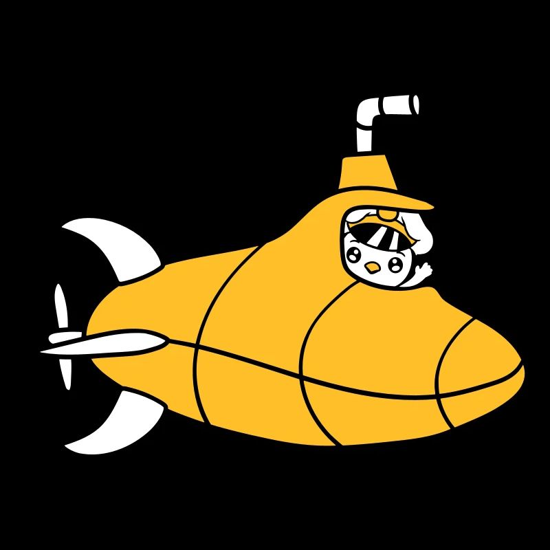 sous-marin oiseau canard capitaine poussin mignon bande dessinée dessin animé