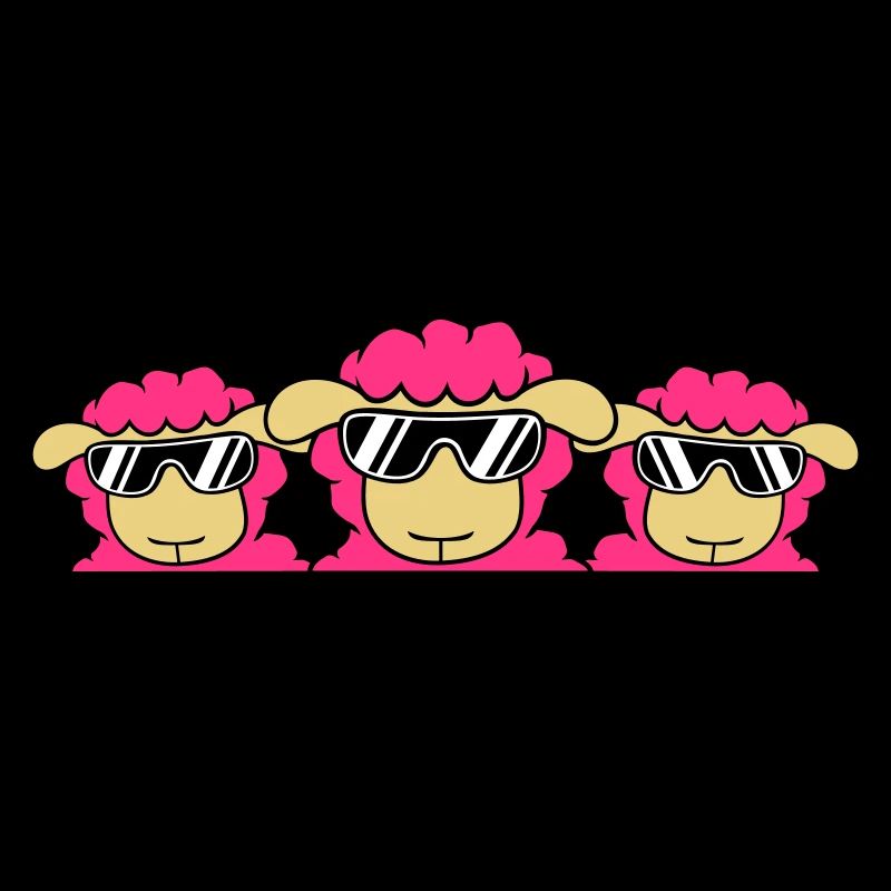 3 DJ mouton derrière la clôture mur lunettes de soleil amis