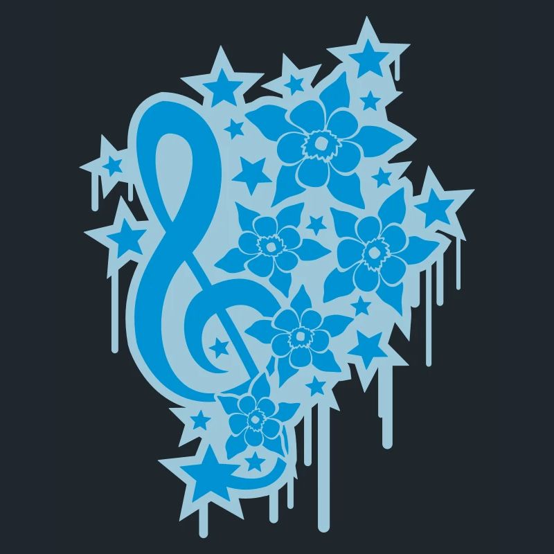 Clé de musique note graffiti goutte fleurs