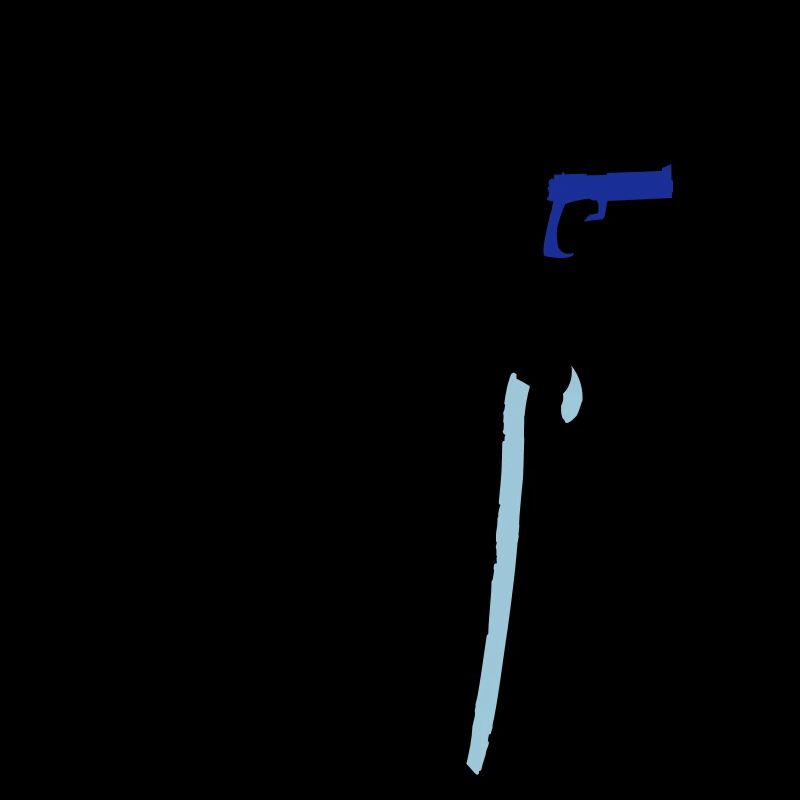 Silhouette de voleur de grand-père avec bâton de marche et arme à feu