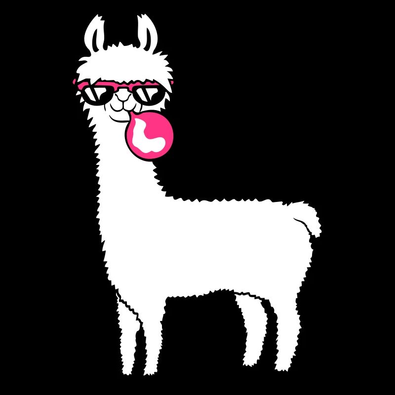 Llama chewing gum bubble bubble blowing alpaca