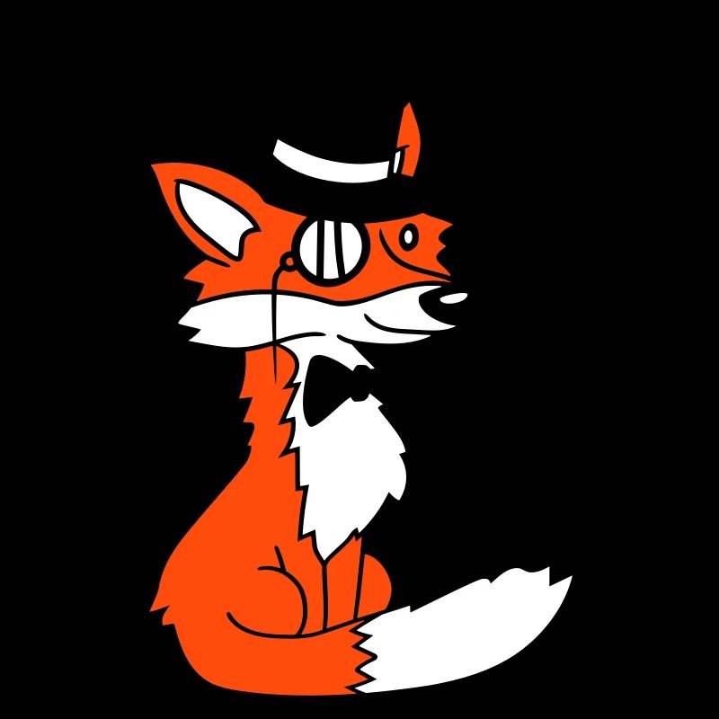 Renard roux Renard Sir Mr. Chapeau haut de forme Lunettes monocle