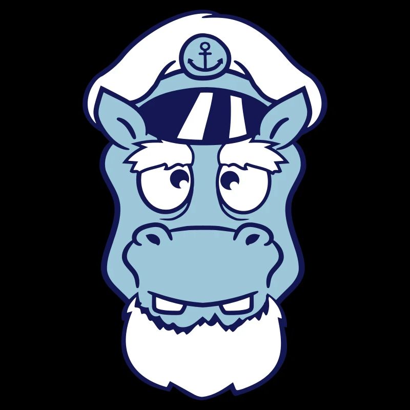 hippopotame capitaine visage drôle mignon dessin animé bande dessinée