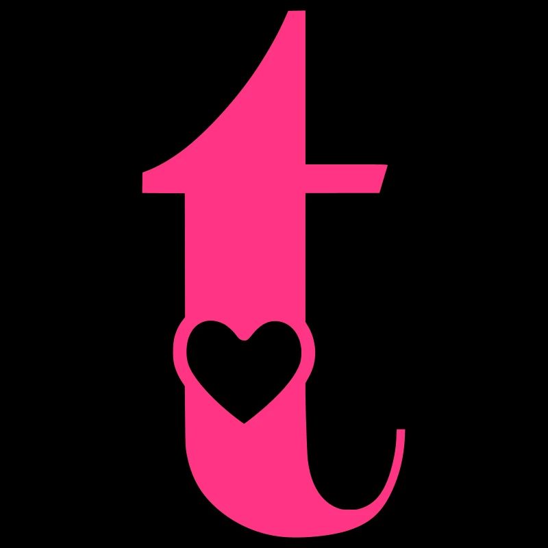 Letter t initial letter with heart
