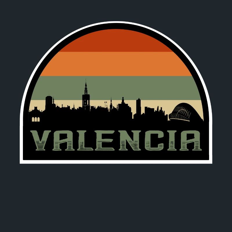 Valence Espagne Skyline Silhouette Drapeau Espagnol
