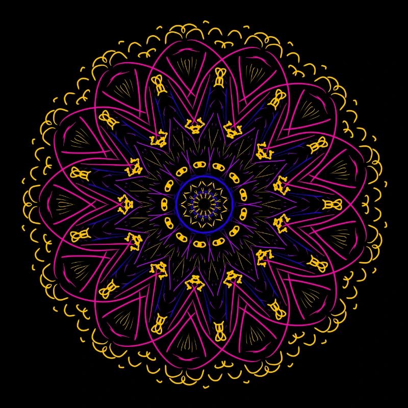 Leuchtendes Mandala in Neonfarben