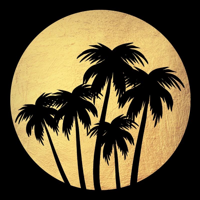 Circle Gold Palm Trees Luxury Vacation Round Chill South Seas