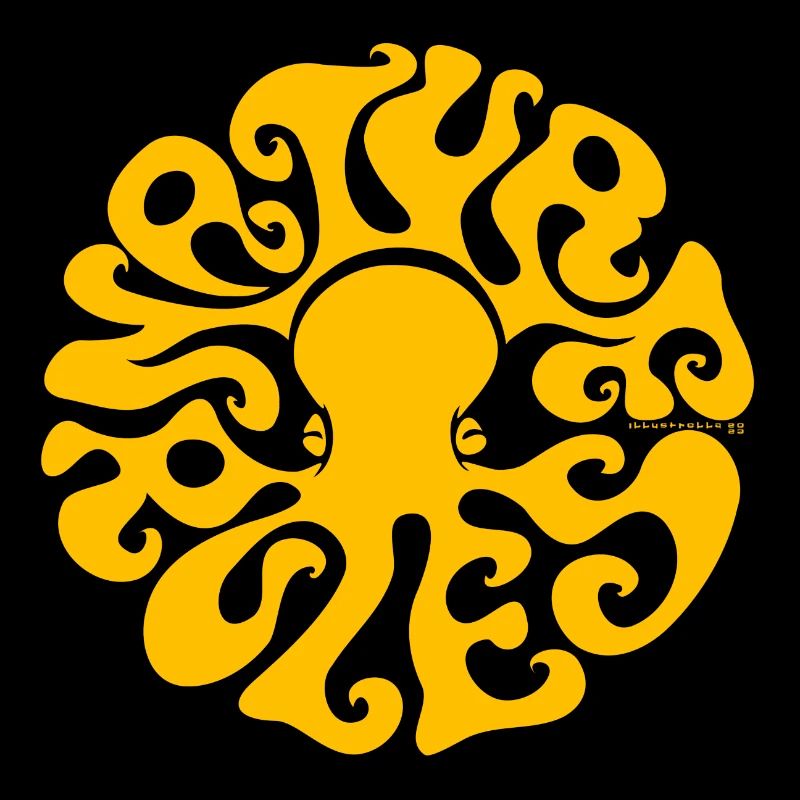 NATURE RULES! Psychedelic Octopus Sixties Yellow
