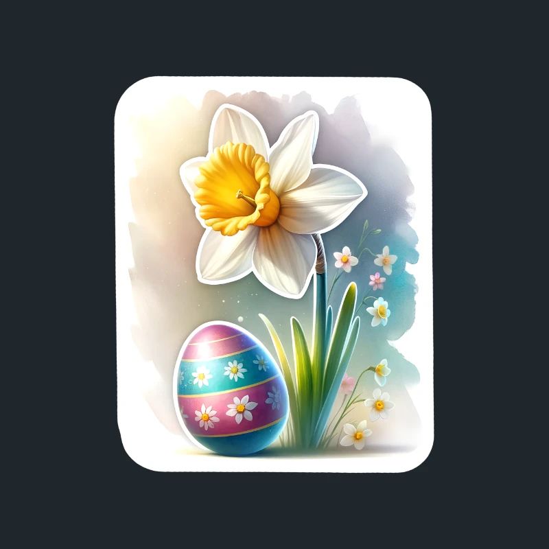 A Beautiful Daffodil With an Easter Egg