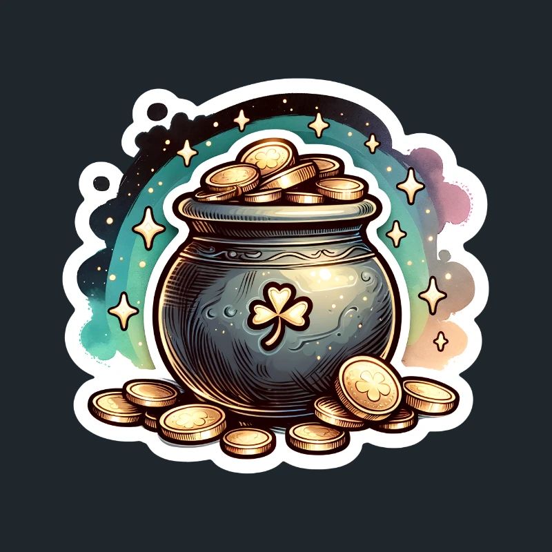 St Patrick's Day Sparkly Gold Cauldron