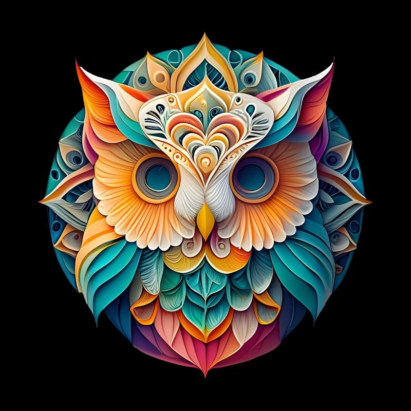 Bunte Eule im Mandala Design