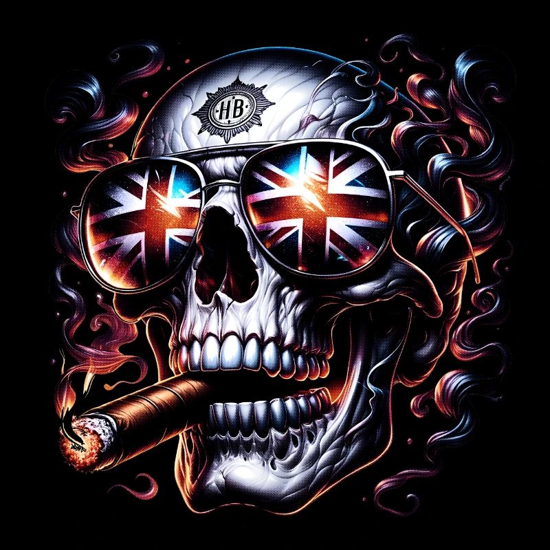 Union Jack Skull with Cigar - British Pride