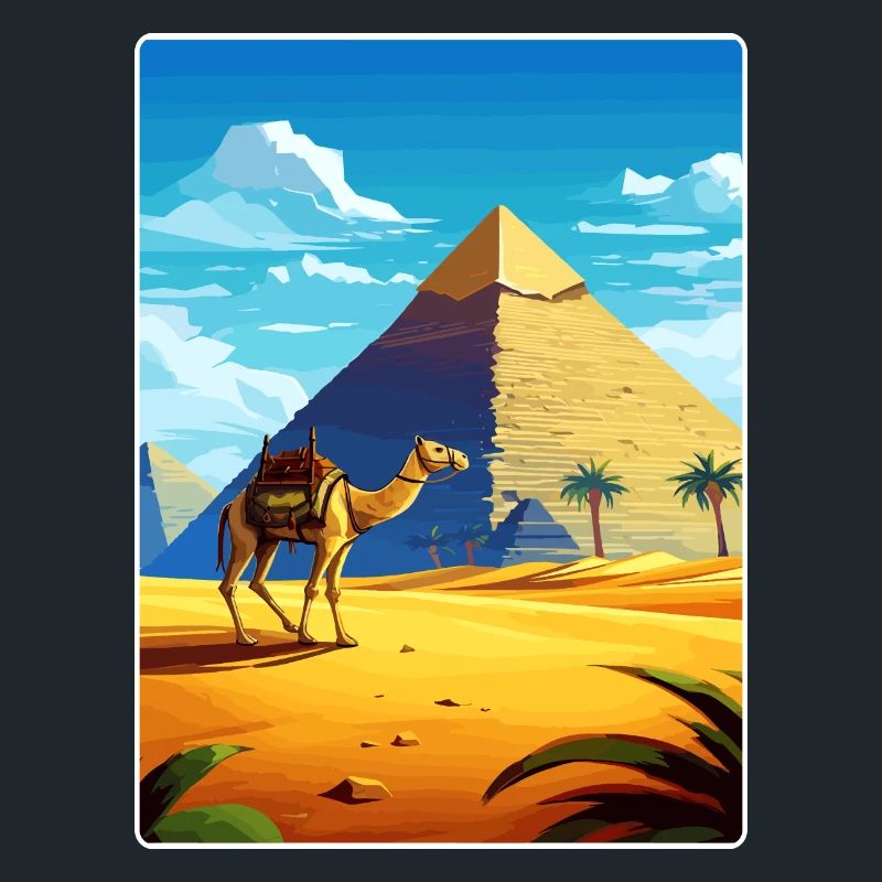 Le Caire, Égypte, Grandes Pyramides De Gizeh, Affiche De Voyage