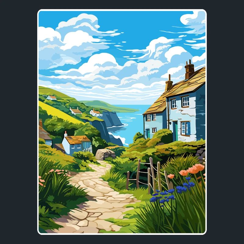 Cadgwith Cornouailles Angleterre Affiche de voyage souvenir