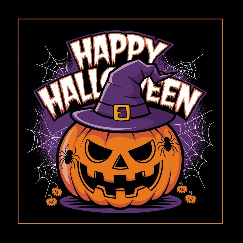 Happy Halloween Pumpkin Witch Hat Grimace Horror Fun