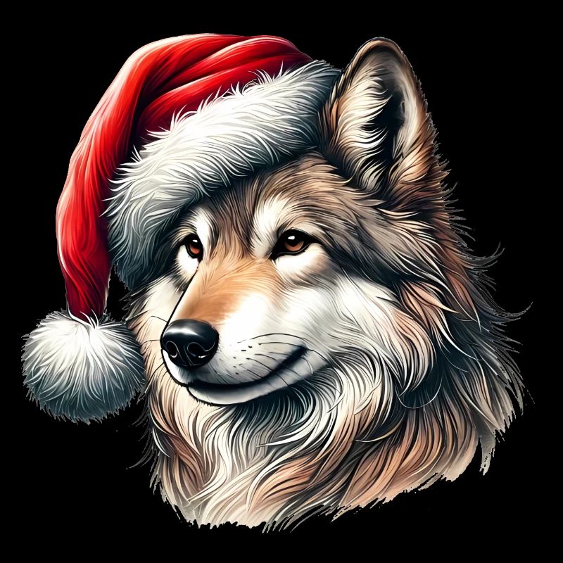 Loup hurlant avec chapeau de Père Noël