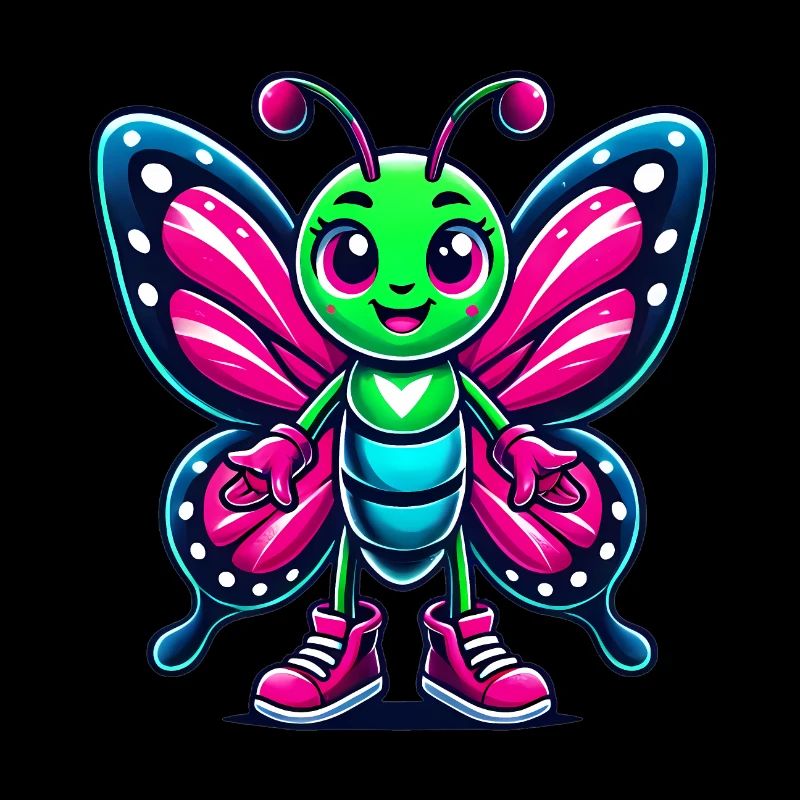 Personnage de papillon de dessin animé coloré