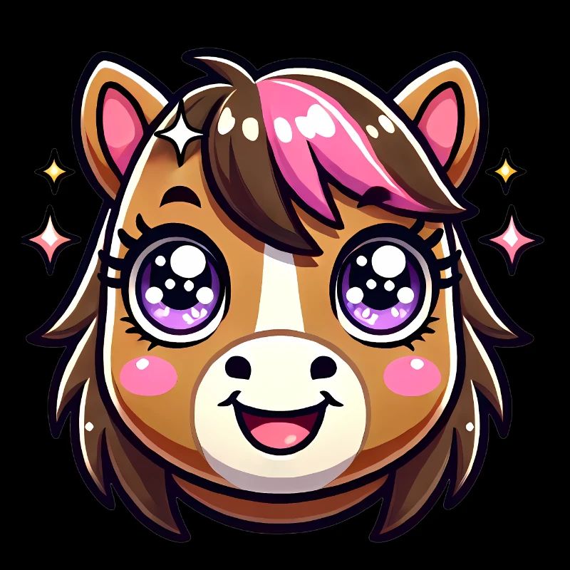 Adorable conception de visage de cheval kawaii