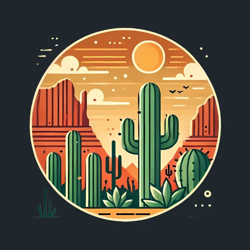 Coucher de soleil dans le désert avec paysage de cactus