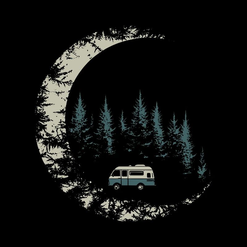 Camper in the moonlight