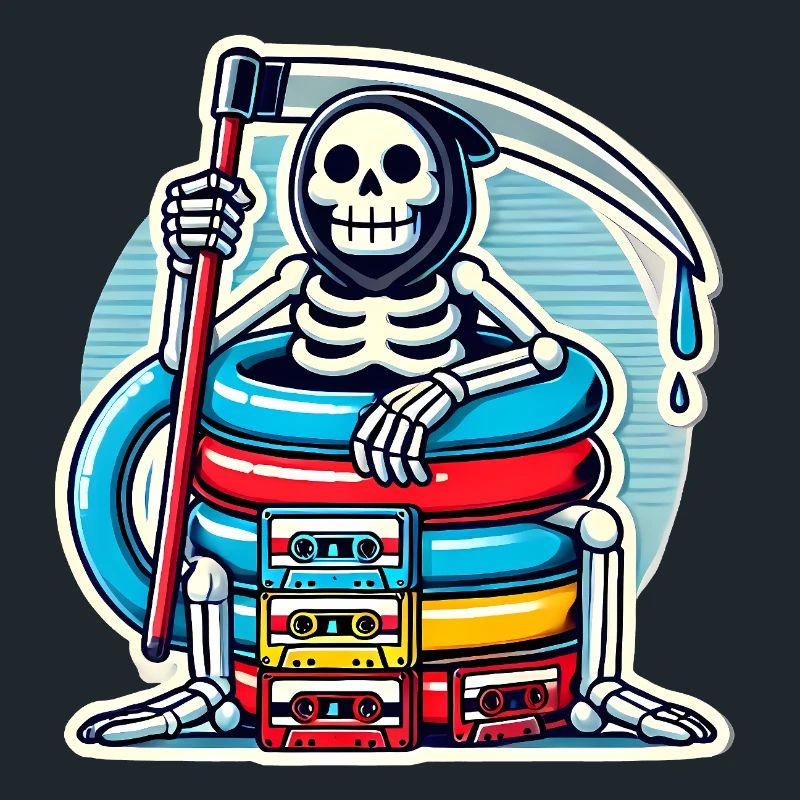 Retro Skeleton with Cassette Tapes