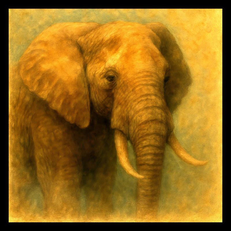 Éléphant d’or dans le style peint