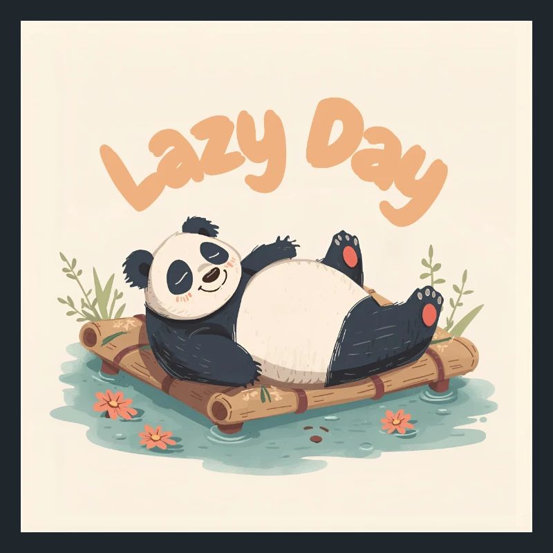 Panda schläft auf dem Floß