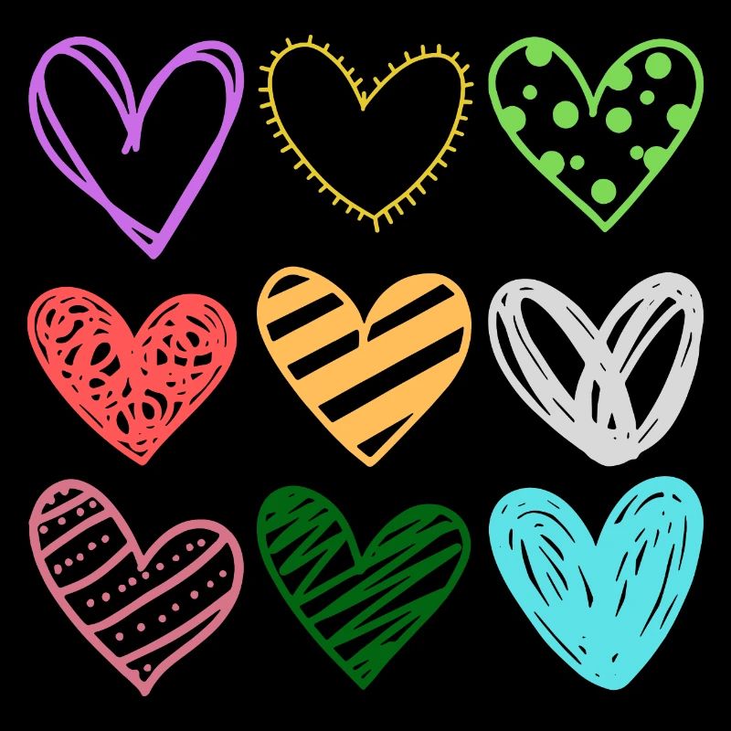 Colorful Doodle Hearts Pattern
