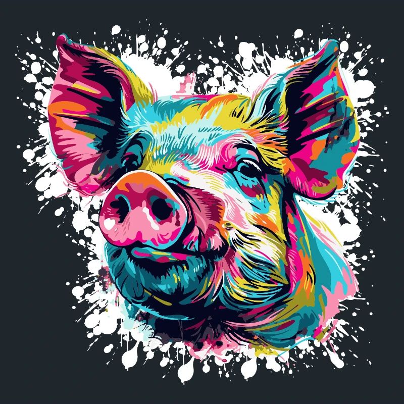 Explosion de couleurs Pop Art Pig Head