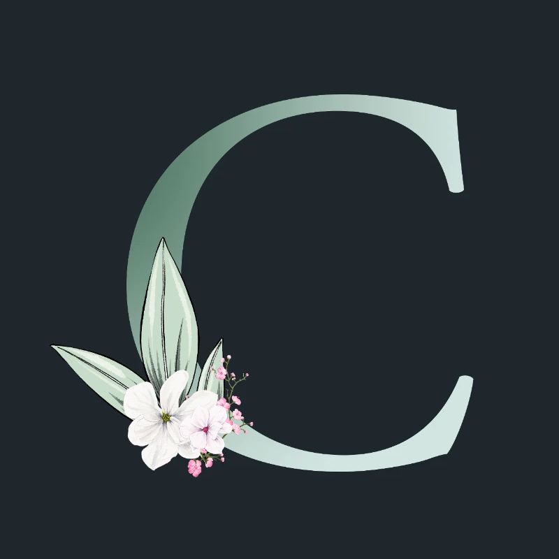 C Monogramme, Floral, Personnalisable