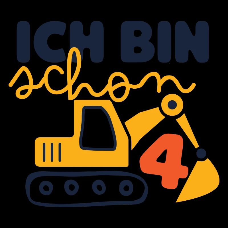 Geburtstagskind 4. Geburtstag Bagger Baustelle