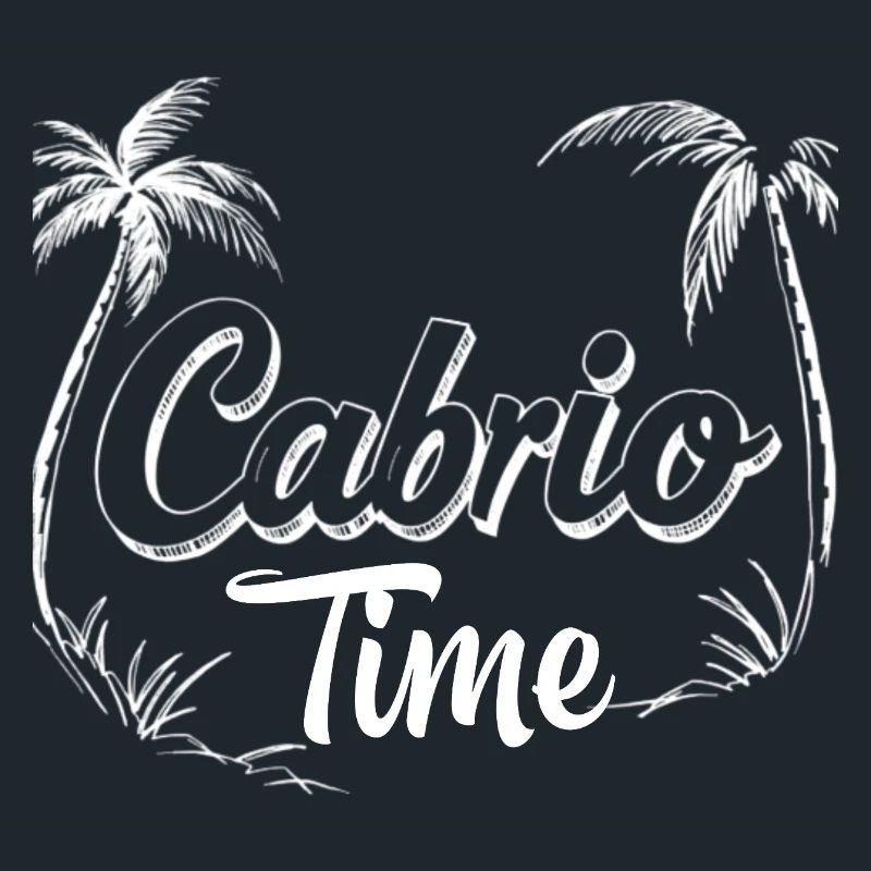 Cabrio Time Cooler Saying Cabriolet Palm Trees Summer