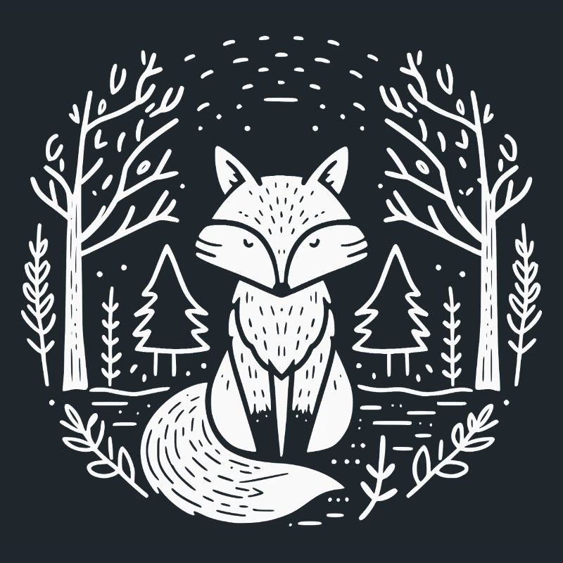 Fox in the Forest Circle Illustration