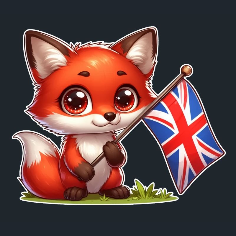 Renard mignon avec le drapeau du Royaume-Uni