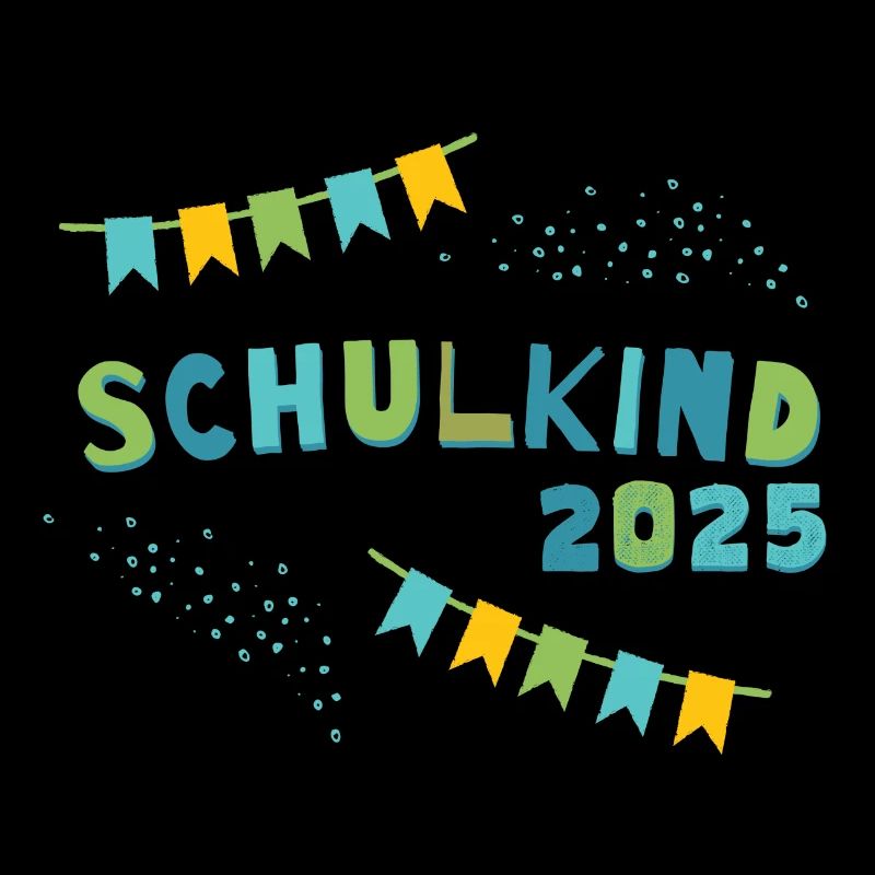 Schulkind 2025 Gelb Blau Junge Mädchen Einschulung