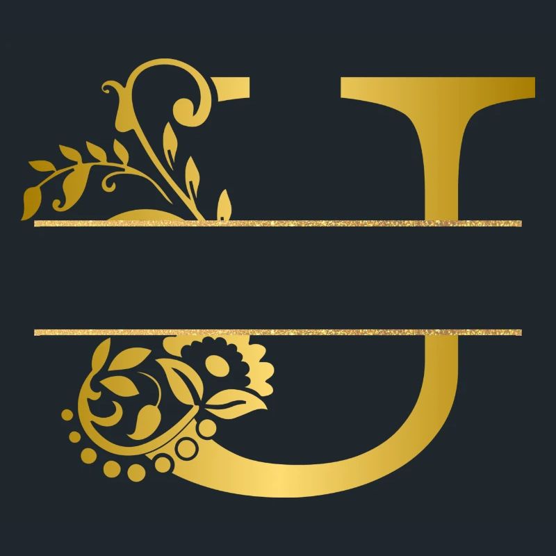 Personalisierter Blumen-U-Buchstabe aus Gold - Geschenkidee