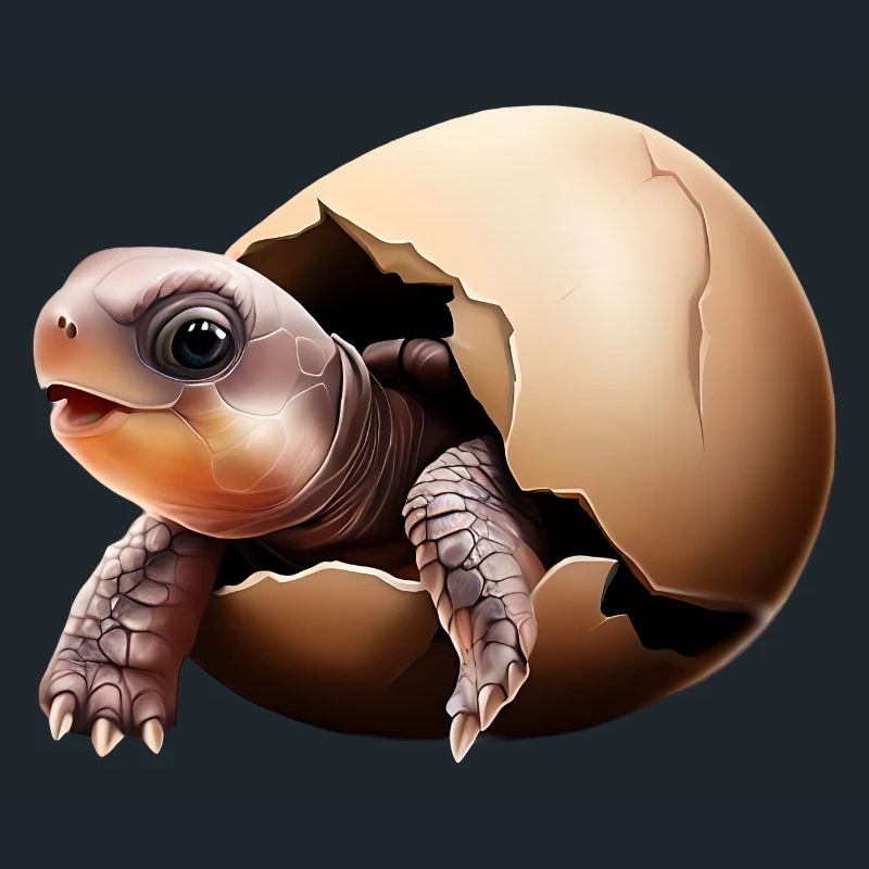 Turtle hatches from the egg