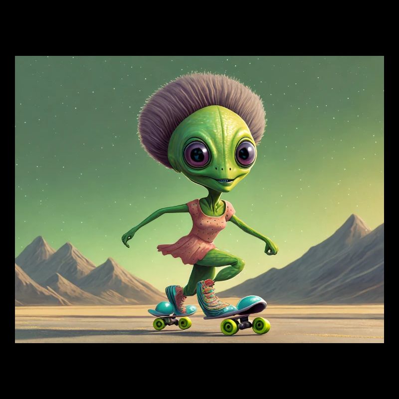 mignon petit vert rétro vintage alien tous les jours
