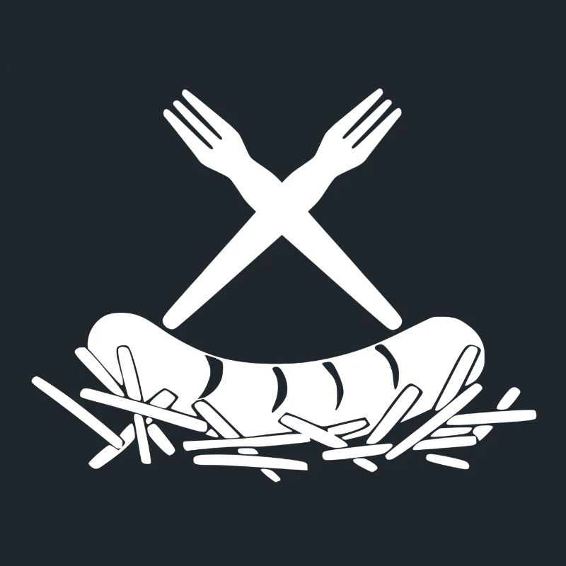 Pommes Currywurst Pommesgabeln Logo